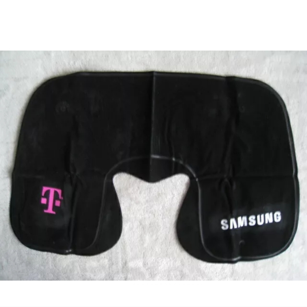 T-Mobile Neck Travel Pillow Black with Pink Lettering Inflatable